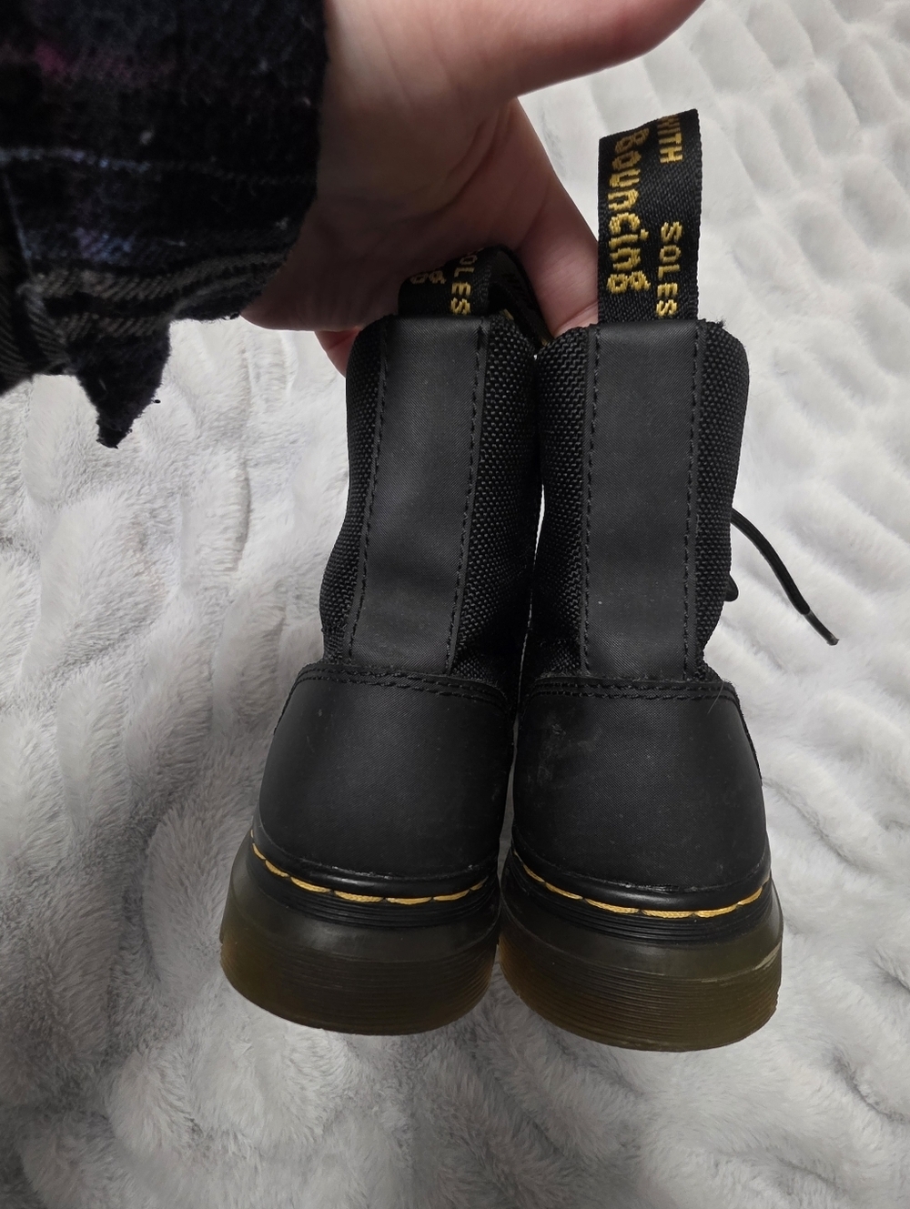 Dr Martens big kid size 2 black canvas Combs Junior lace up combat boots Unisex - Picture 16 of 16